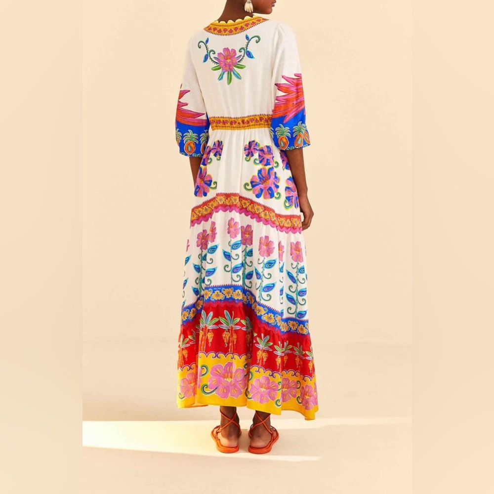 FARM Rio Off-White Vivid Garden Maxi Dress NWT - Picture 2 of 10